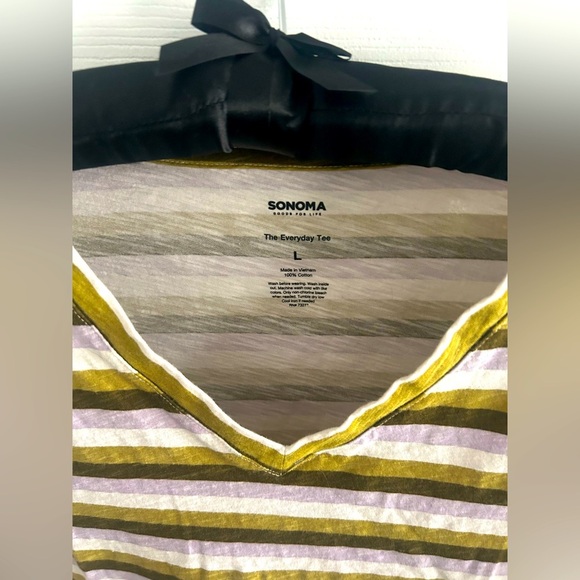 Sonoma Striped Long Sleeve Everyday Essential Tee, Size Large - Picture 2 of 3